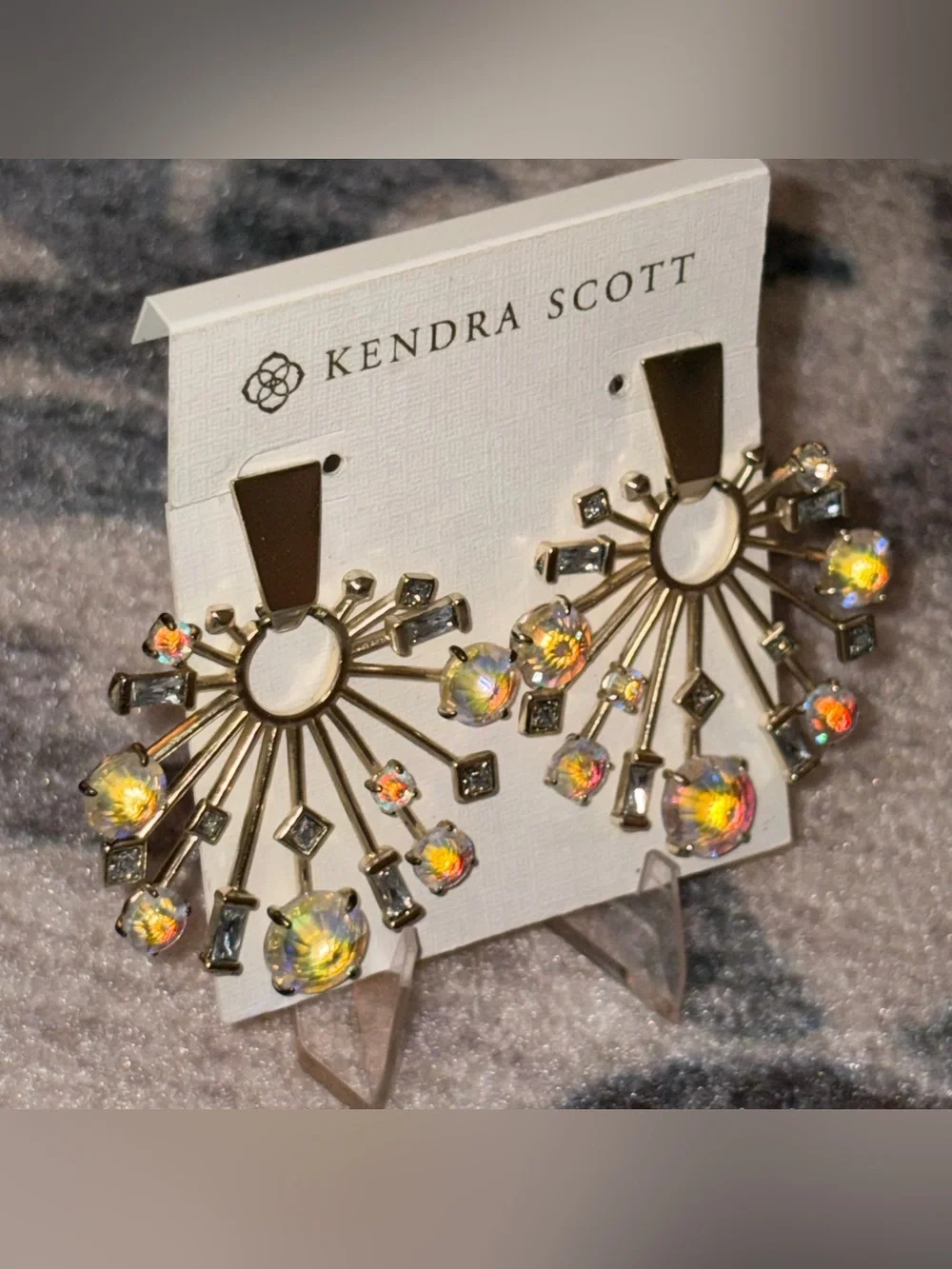 Vintage Kendra Scott Fabia Dichroic Glass Statement Earrings RARE/HTF